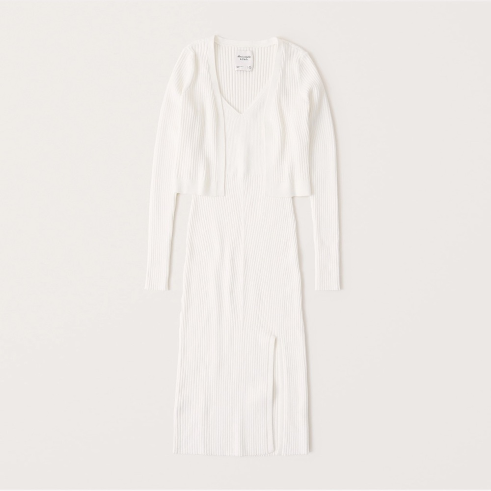 Abercrombie & Fitch Midi Sweater Dress and Cardigan Set